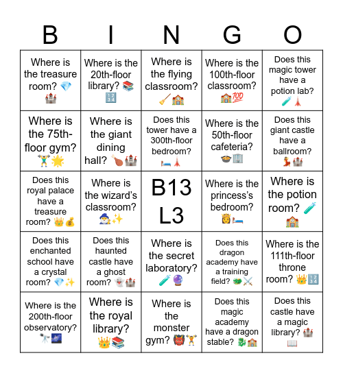 B13 L3 Where is the 100th-floor classroom? 🏫💯 Bingo Card