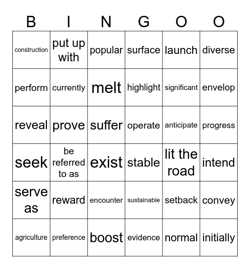 Week 2(生词2) Bingo Card