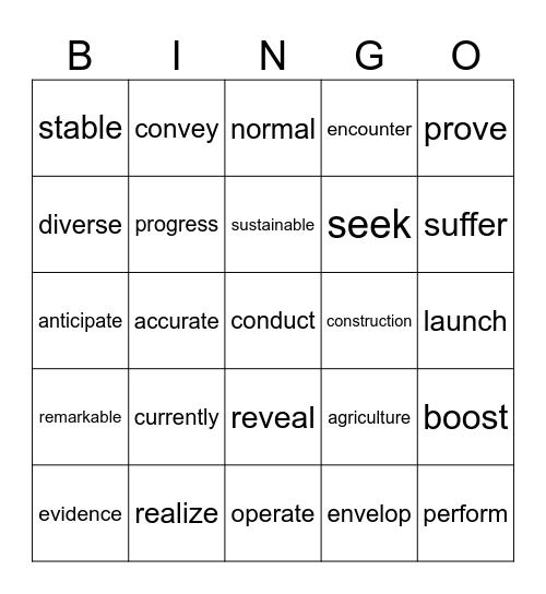 Week 2(生词1) Bingo Card