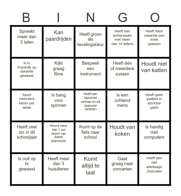 Kennismakingsbingo Card