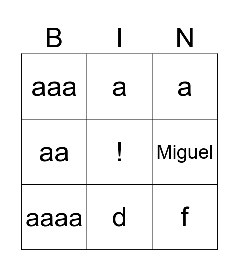 tester Bingo Card
