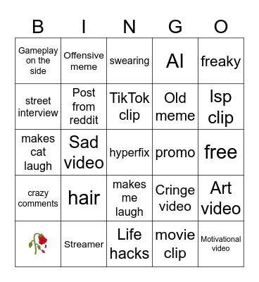 Instagram Reels bingo Card