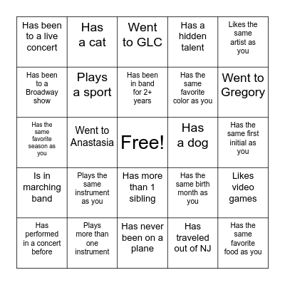 Find Someone Who... Bingo Card