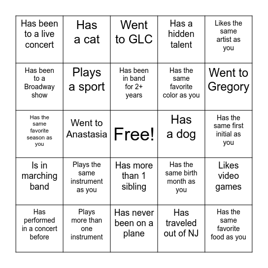 Find Someone Who... Bingo Card