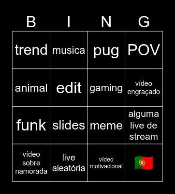 TIKTOK Bingo Card