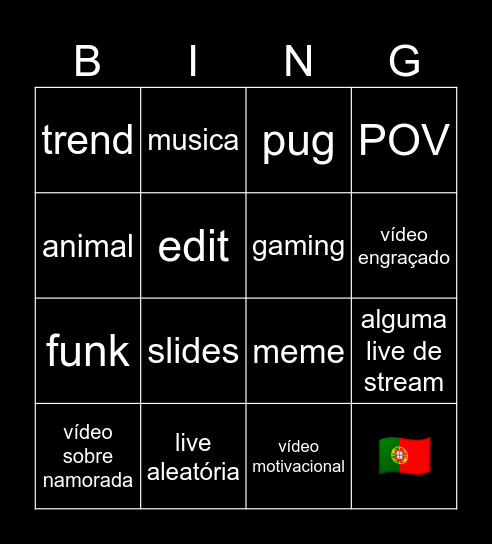 TIKTOK Bingo Card