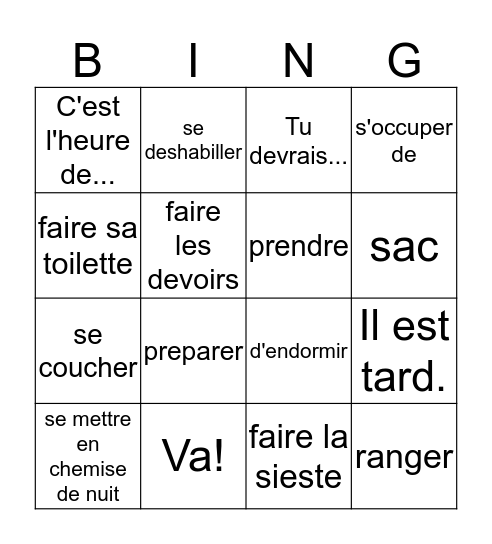 Fr. 2, ch. 5, Voc. 2 Bingo Card