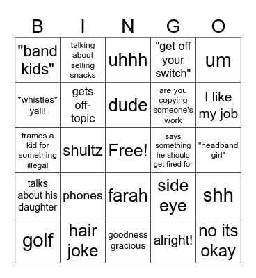 sheets bingo Card