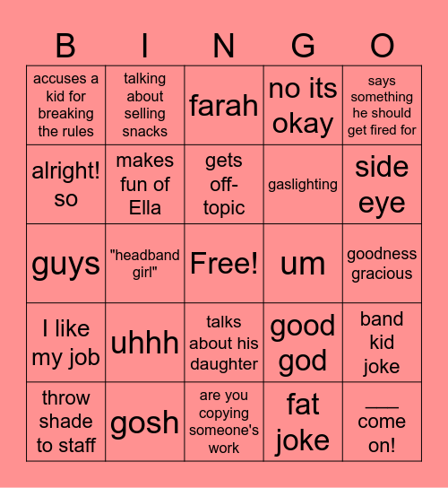 sheets bingo Card