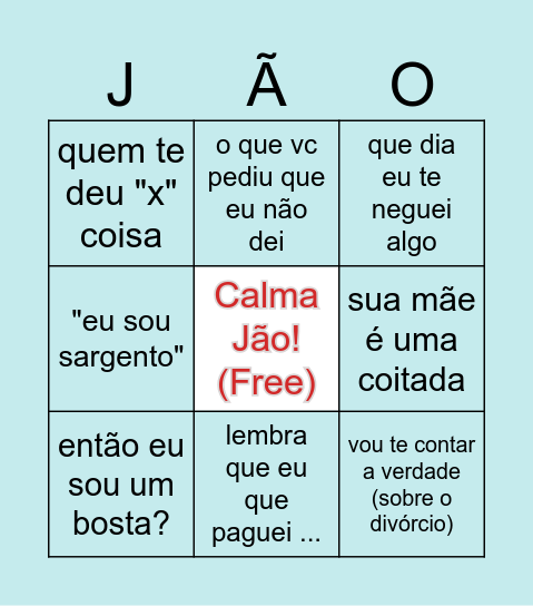 Quais absurdos serão ditos? Bingo Card