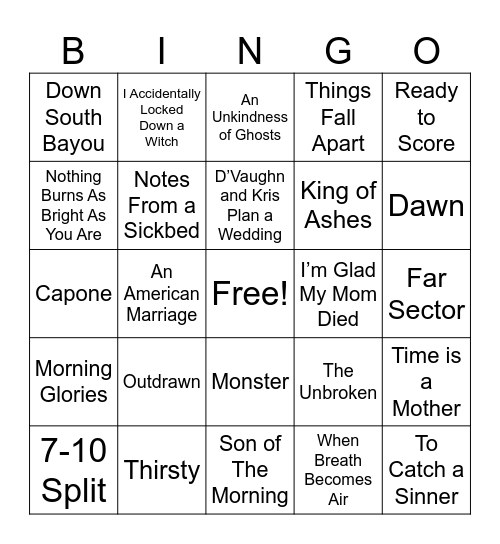 September Hopefuls Bingo Card