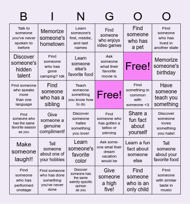 Getting to knowwww youuuu~ Bingo Card