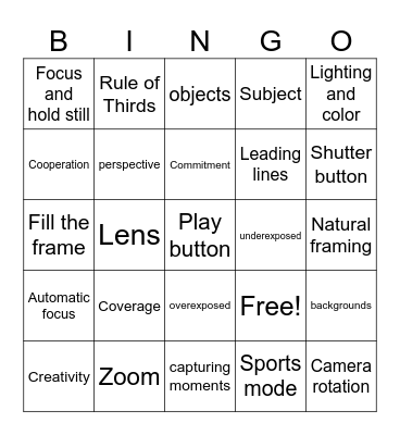 Yearbook Bingo Card