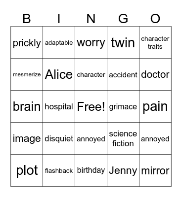 Mirror Image Bingo Card
