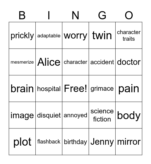 Mirror Image Bingo Card
