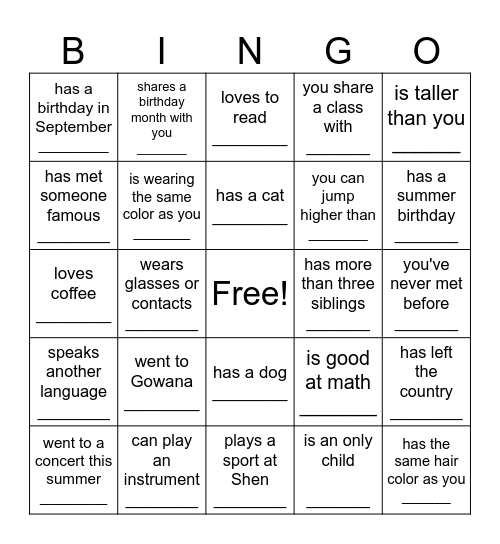 "Find Someone Who..." Bingo Card