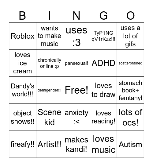 Echo's bingo ^_^ Bingo Card