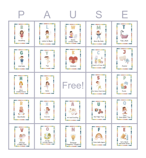 Coping Skills ABCs Bingo Card