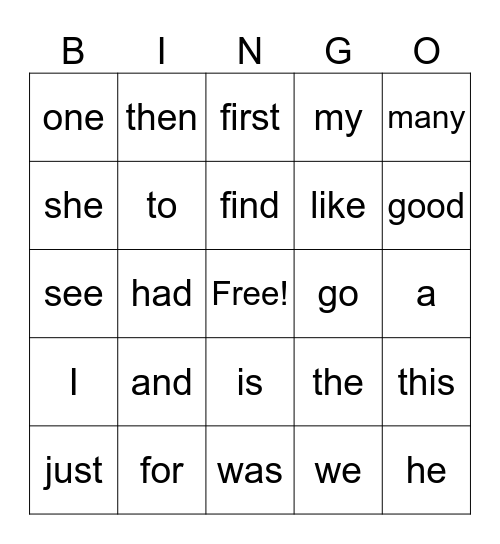 1-3 Bingo Card