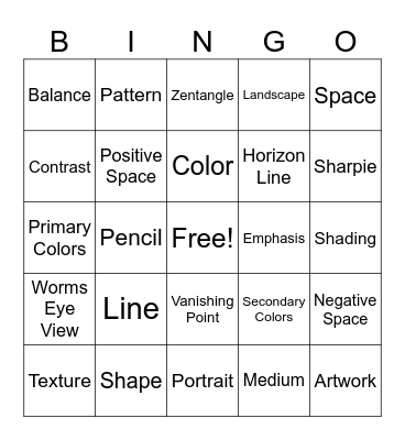Art Bingo! Bingo Card