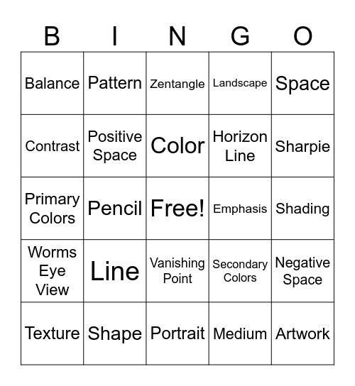 Art Bingo! Bingo Card