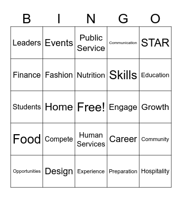 FCCLA Bingo Card