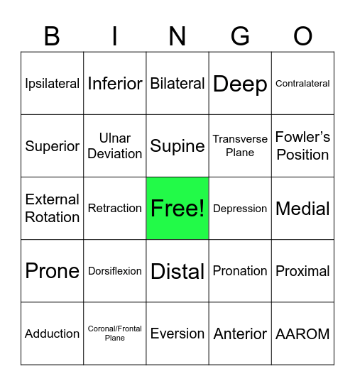 med term Bingo Card