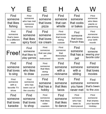 Howdy, Stranger! Bingo Card