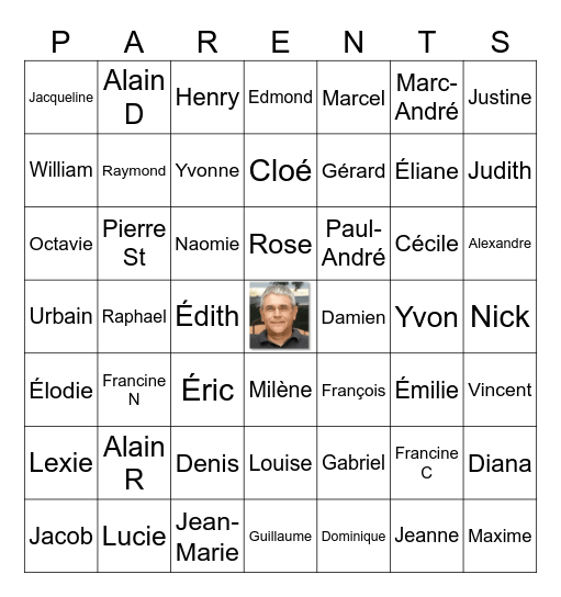 Famille Courchesne-Duval Bingo Card