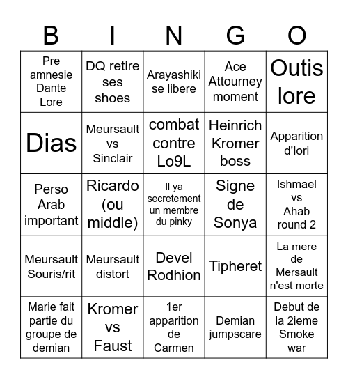 Canto 10 bingo Card