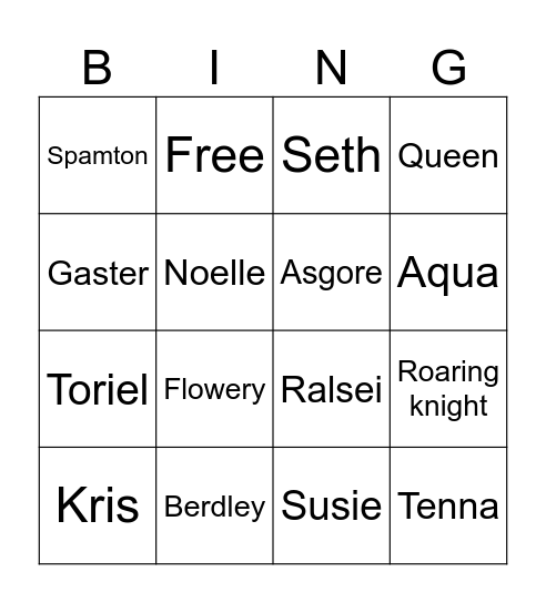 Deltarune cosplays Bingo Card