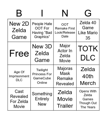 Zelda 40th Direct Bingo Card