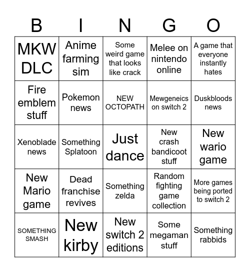 9/9 nintendo direct Bingo Card