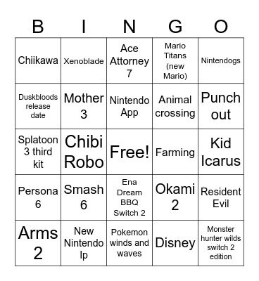 September 8th 2026 Direct Bingo Card