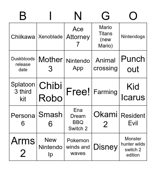 September 8th 2026 Direct Bingo Card