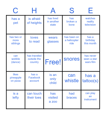Find Someone Who... Bingo Card
