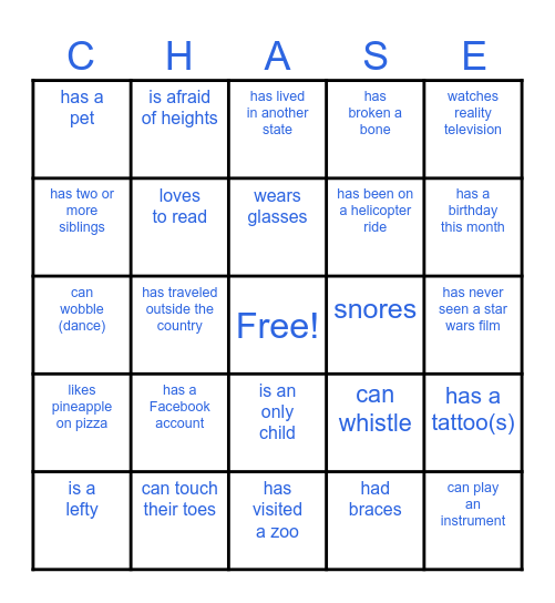 Find Someone Who... Bingo Card