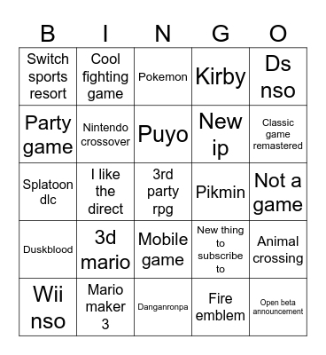 Direct Bingo Card