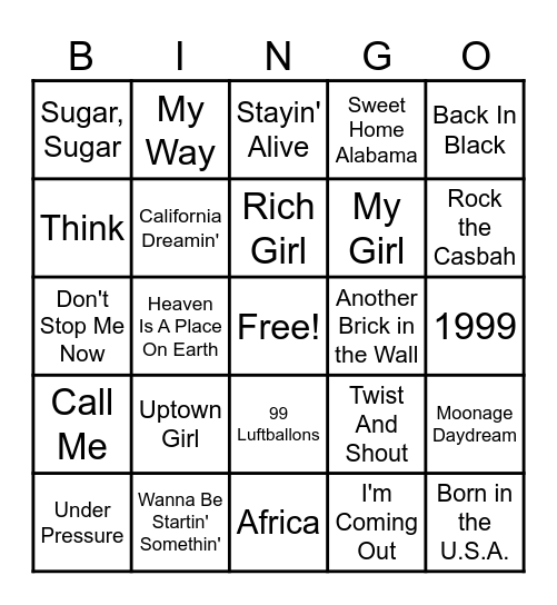 Old Souls Bingo Card