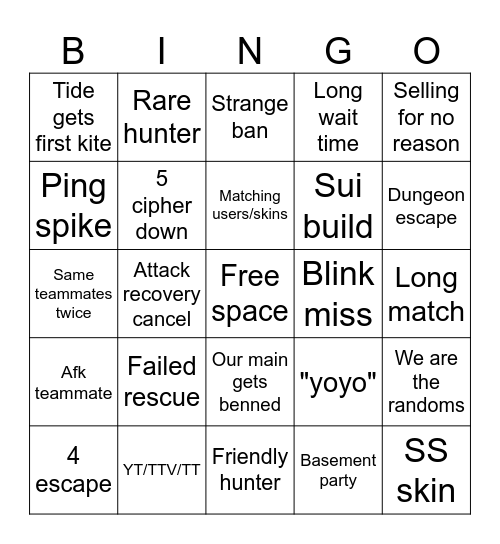IDV RANK Bingo Card
