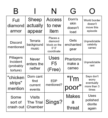 DomCantSleep Bingo Card