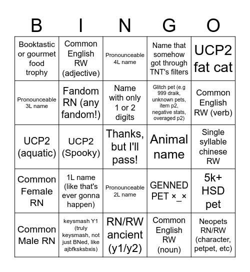 PC trading Bingo Card