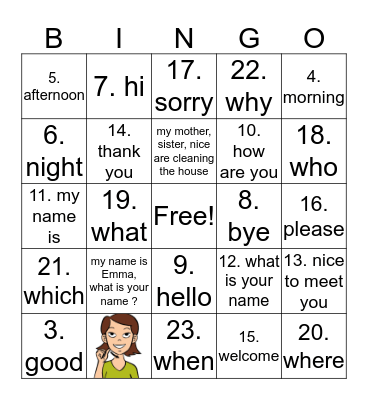 ASL TEST 1  Bingo Card