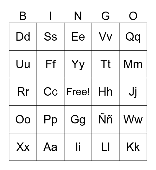 El Alfabeto Bingo Card