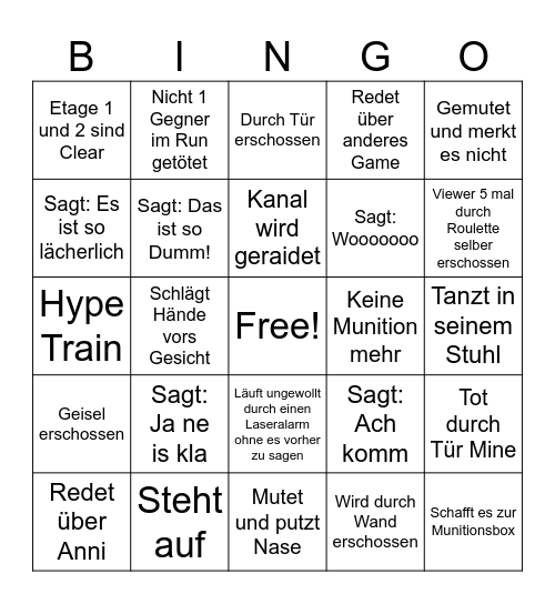 Ready or Not K3 Bingo Card
