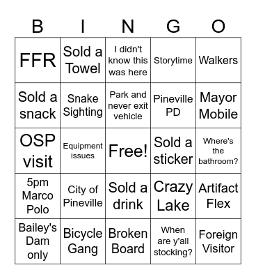 Fun at the Forts Bingo Card