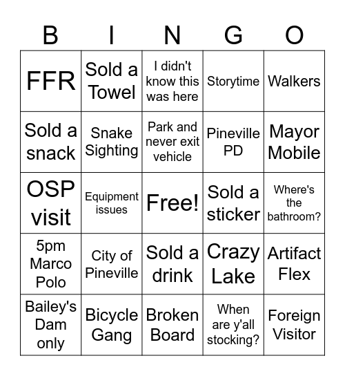Fun at the Forts Bingo Card