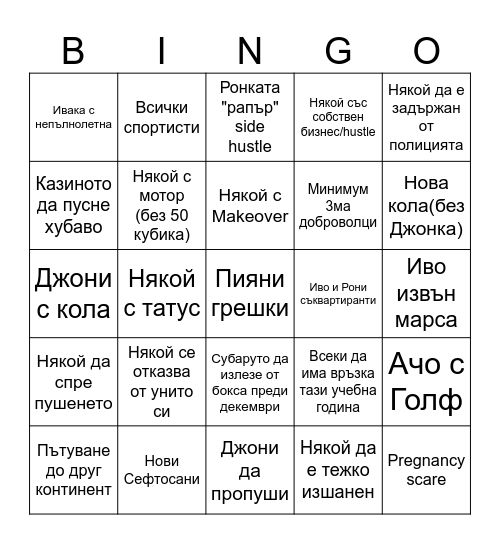 Banda oligofreni Bingo Card