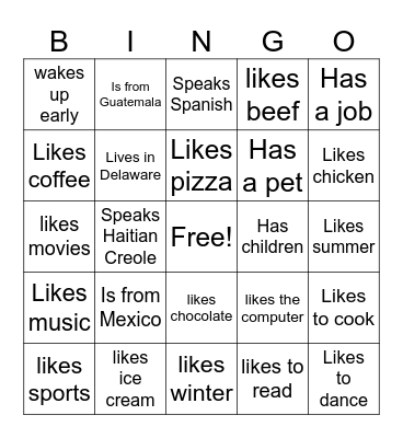Find someone who... Bingo Card