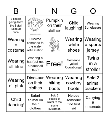 Safari Snacks Bingo Card
